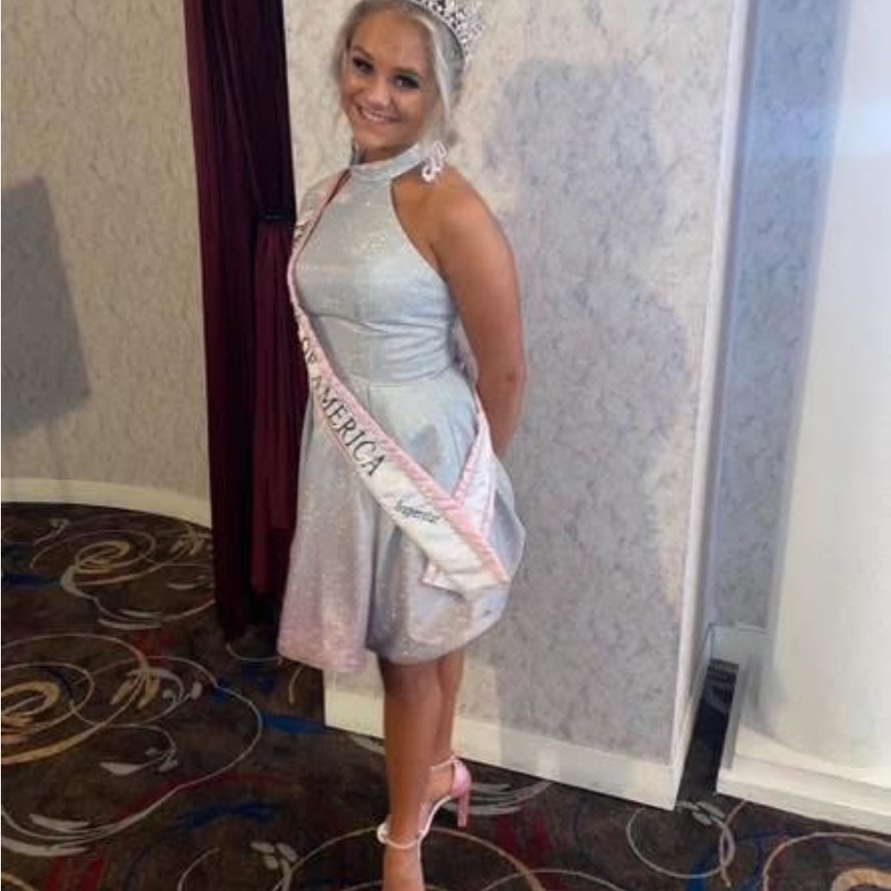 Stunning Silver Halter Prom Dress